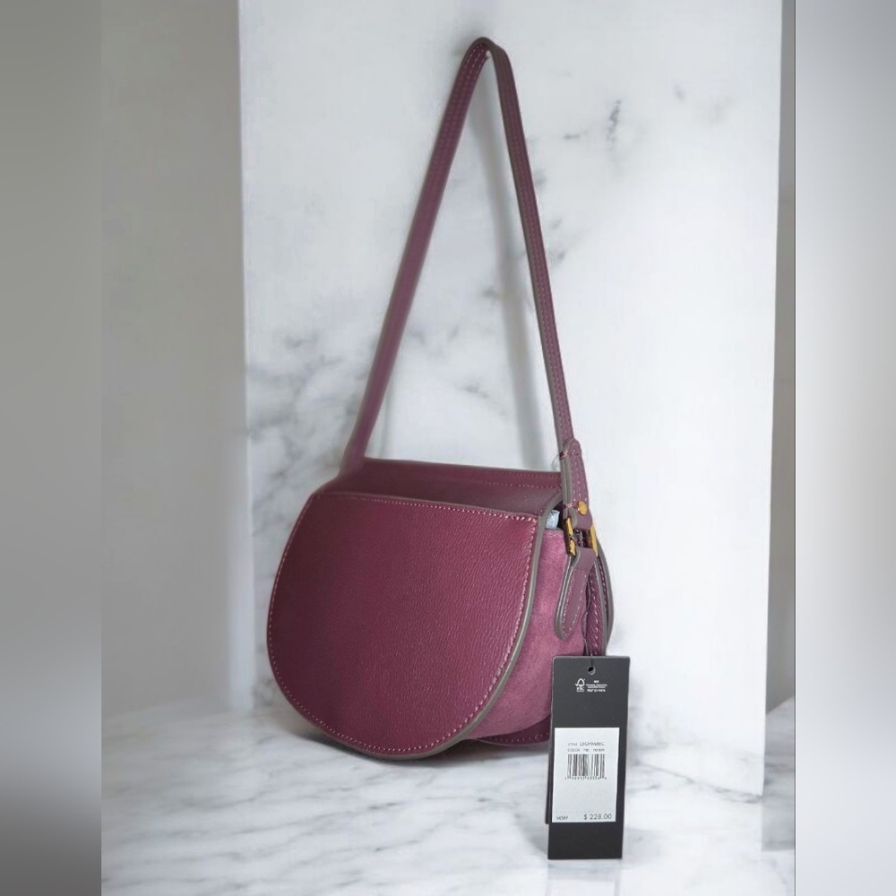 Karl Lagerfeld Burgundy Suede/ Leather Shoulder Bag, NWT - Picture 3 of 5